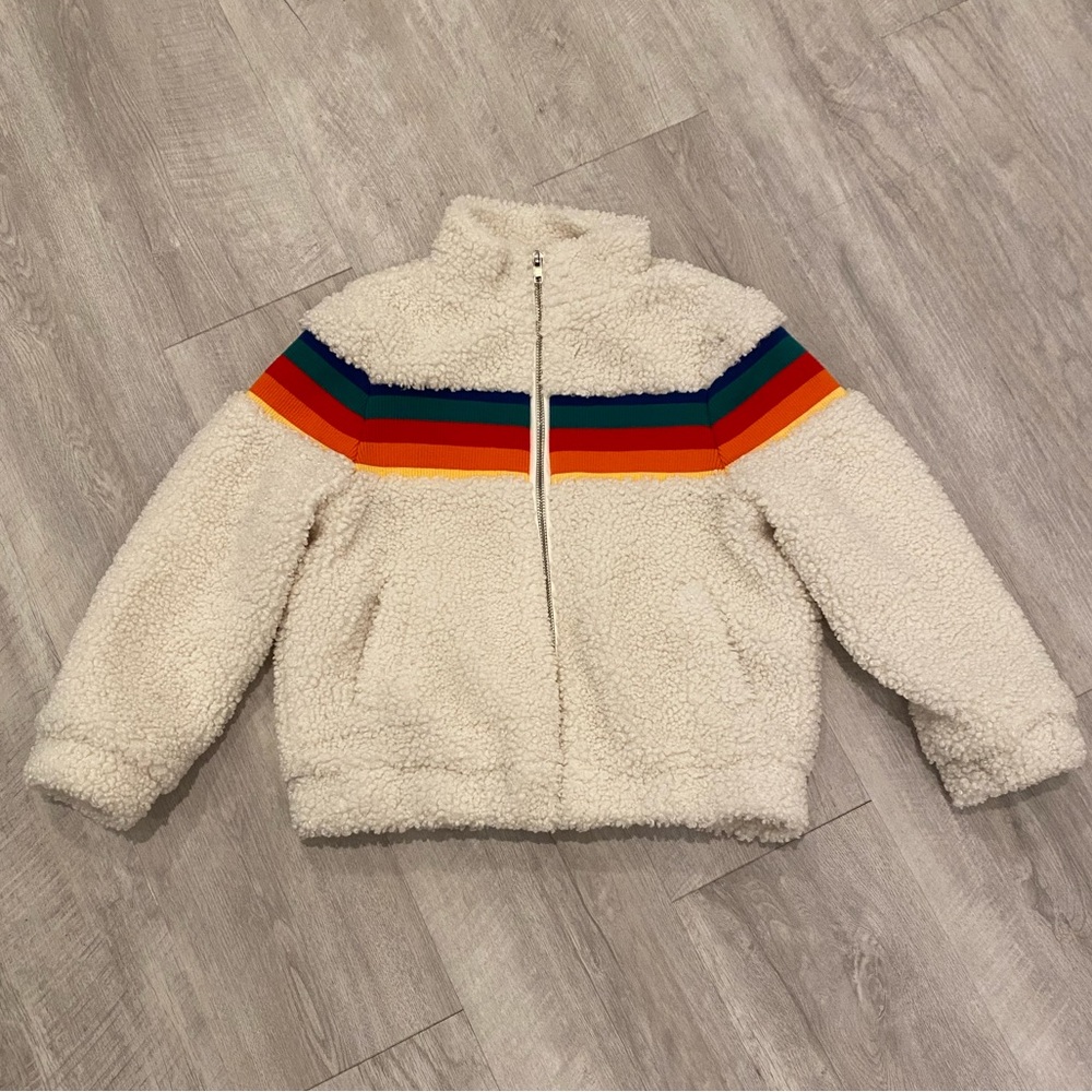Impeccable Condition For All Seasons Teddy Jacket with Rainbow Trim